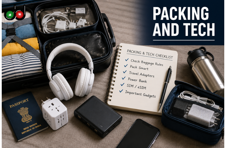 Packing and Tech Essentials for International Travel Packing and tech essentials for international travel including gadgets, luggage, and travel accessories.